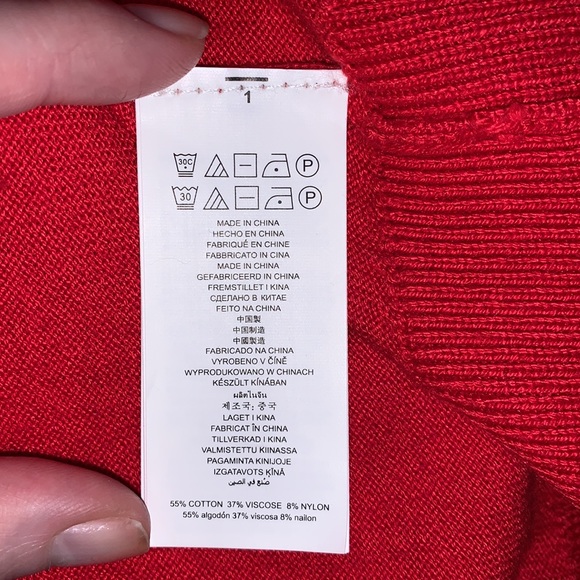 Michael Kors Red Holiday gold studded mock-neck cold shoulder Sweater L luxury - Picture 9 of 11